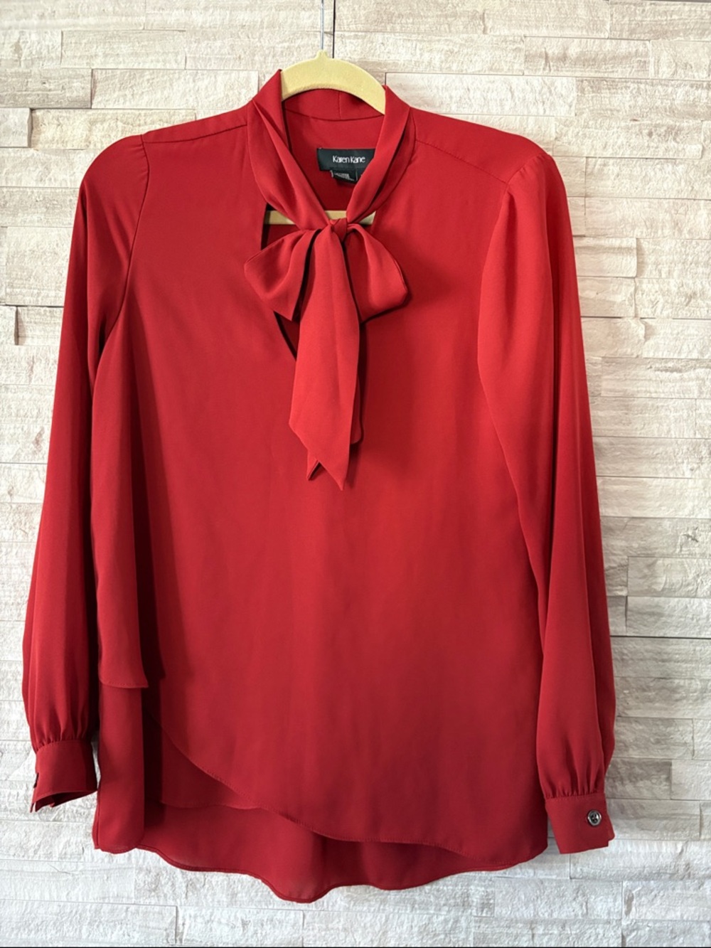 Kensie Scarlet Tie-Neck Long Sleeve Blouse